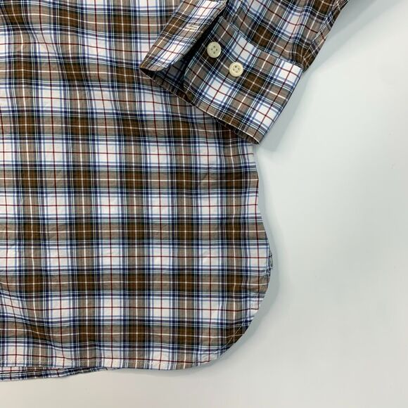 Peter Millar Plaid Shirt Men XL Extra Large Crown Vintage Button Down Blue/Brown - Picture 4 of 13